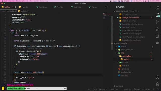 Làm đăng nhập 2FA với Google Authenticator Nodejs, Vuejs // #hoclaptrinh #dev #mevn