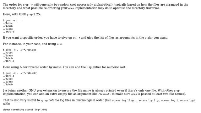 Unix & Linux: grep recursively backwards