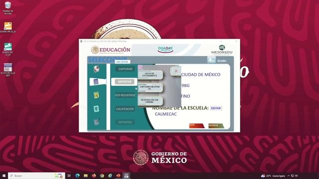 Importar a USB y exportar base de datos - Sistema de captura y de calificación digital MEJOREDU 202
