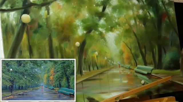 Работа над картиной Осень в парке. Process of creating oil painting from Oleg Buiko.