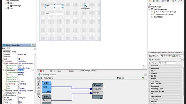 Using the LiveBindings Designer with an Object