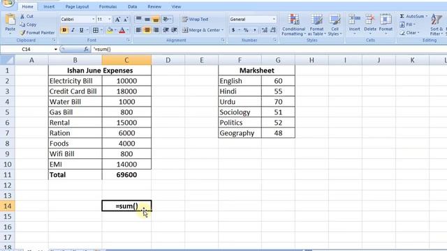 Formula of Sum Average Count Min Max in Excel - How to use formula in excel in Hindi | Part-28
