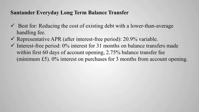 UK's Best Credit Card: Santander Everyday Long Term Balance Transfer | Best credit card in UK 2022
