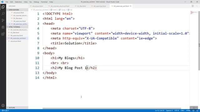 Exercise 1 solution (HTML and CSS tutorial 10)