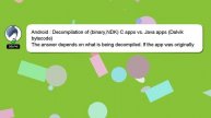 Android : Decompilation of (binary,NDK) C apps vs. Java apps (Dalvik bytecode)