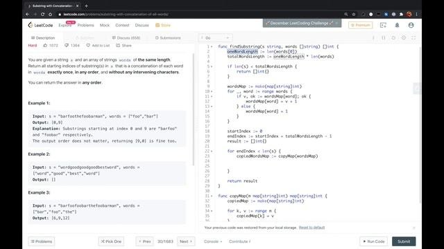 LeetCode in Golang - Substring with Concatenation of All Words