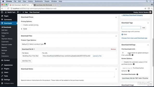 Course WordPress Ecommerce Easy Digital Downloads - 03 Adding Products: Video 08
