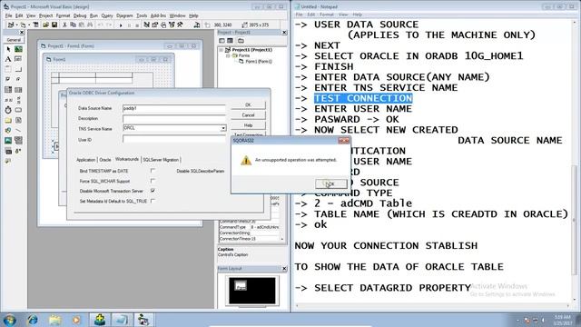 connection of vb 6.0 and oracle 10g using ODBC