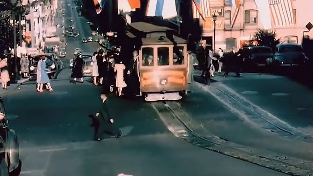 San Francisco 1940s (60fps, added sound w  color remaster)