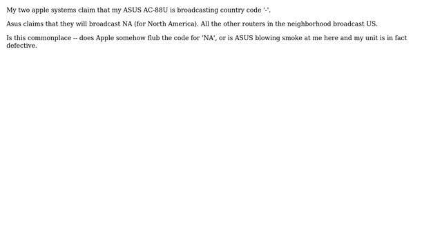 Apple: Do Apple WiFi drivers have a problem with Asus Routers?