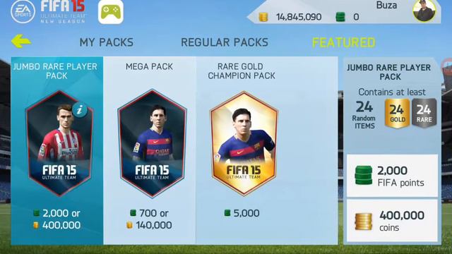 /100+ RATED CARD/ FIFA 15/16 NEW SEASON 400K PACK OPENING ANDROID/IOS😍😍😍
