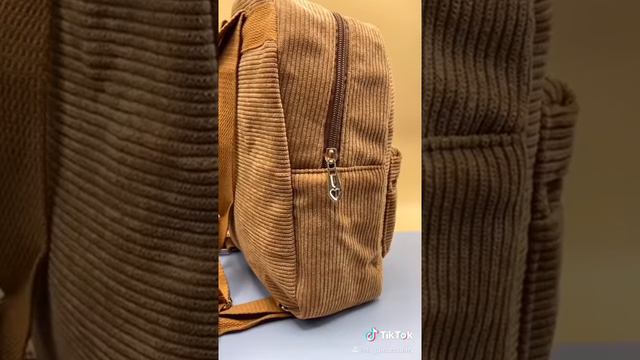 Женский вельветовый рюкзак с карманом "corduroy style".