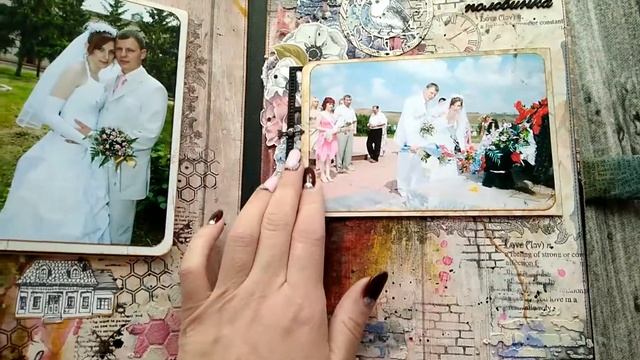 Мужской фотоальбом в стиле Mixed Media),  с нотками гранж (grunge), винтаж, pop up