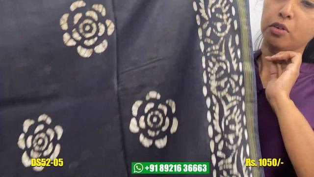 Batik Print Sarees Shop Online | Semi Tusser Sarees With Batik Print | Dahlia Collections | DS52