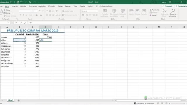 Curso Excel 2019. Cálculos I. Fórmulas. Vídeo 2