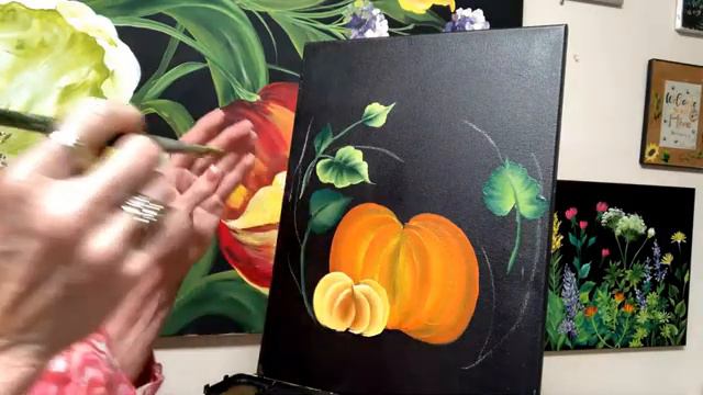 Learn to Paint One Stroke - LIVE With Donna_ DISCOUNT CODE, Pumpkins & Flowers _ Donna Dewberry 2023