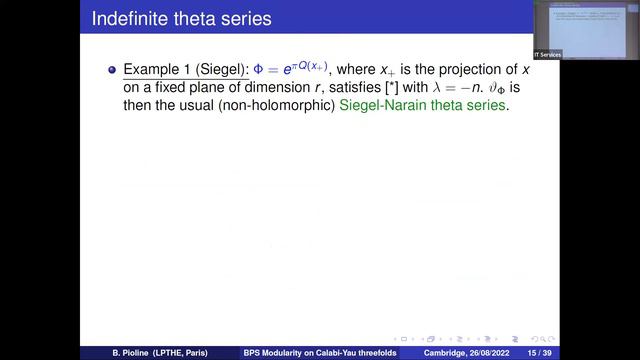 Prof. Boris Pioline | BPS modularity on Calabi-Yau threefolds