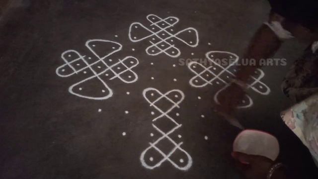 10  x 2 dots very simple and sikku kolam  simple kambi kolam with 10 dots  SathyaSelva Arts