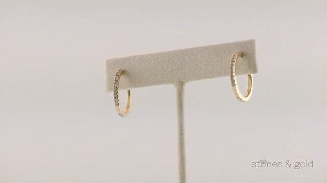 12.5MM Diamond Solid 14 Karat Gold Hoop Earrings SG000946