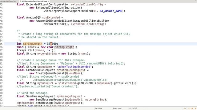 Java Code to overcome AWS SQS Limit 256KB, SQS Extended Library