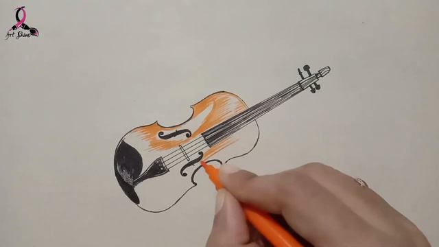 How to Draw a Violin | Easy Drawing Video | D Artshine