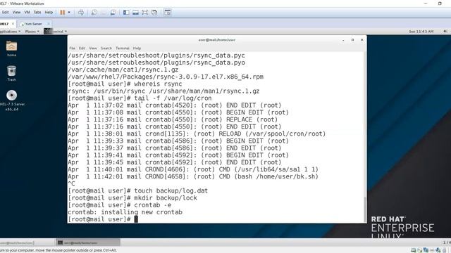How to take backup RHEL 7.3 in hindi by using rsync and crontab.