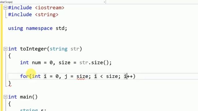 convert string into integer in C++ without using atoi