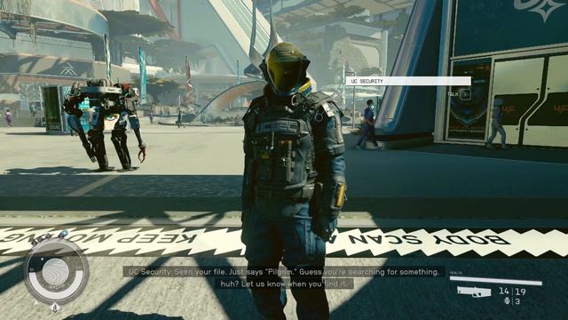 Guard's line for Pilgrim Protagonist. Starfield