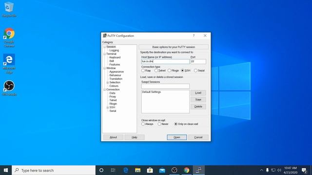 Connecting to Tux from Windows Using the PuTTY Client