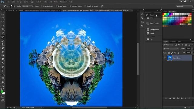 64 polar coordinates and pinch in photoshop