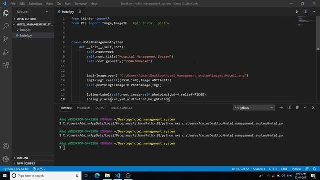 1/6 - How to create hotel management system project in python | Tkinter GUI