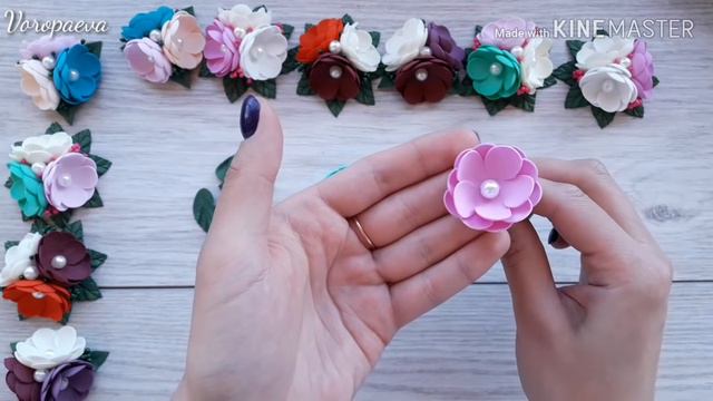 Резиночки (заколки) для волос. Простые цветы из фоамирана /Канзаши/ Янина Воропаева