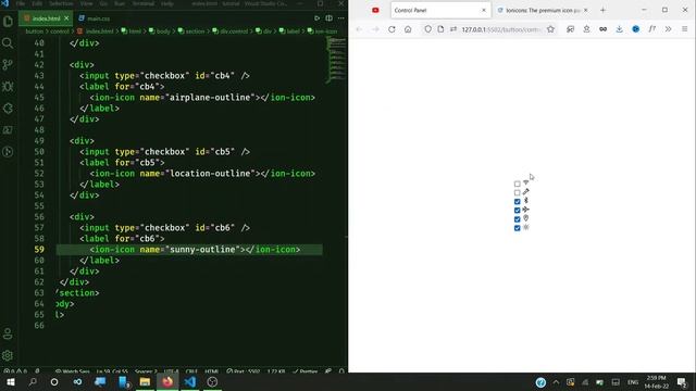 Control Panel using HTML and CSS