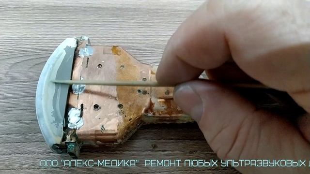 lens change repair probe transducer замена линзы и корпуса датчика УЗИ.mp4