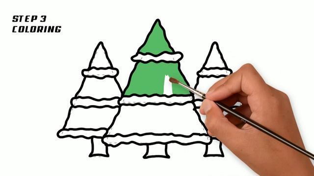 Pine tree drawing easy step by step | cara menggambar pohon cemara dengan mudah