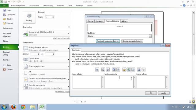 Excel - nagłówek i stopka