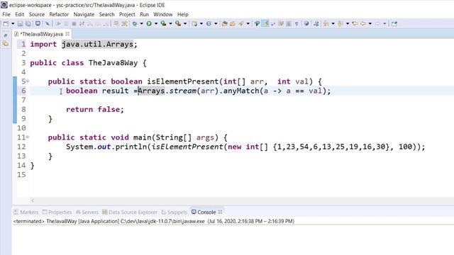 TheJava8Way: Check  if element is present in an Array.