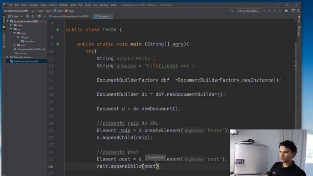 Escrita em arquivos XML com Java.