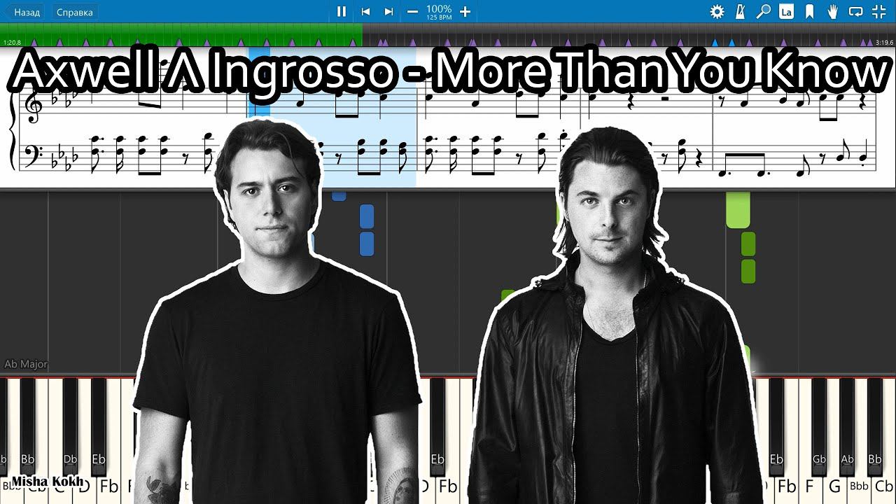 Axwell Λ Ingrosso - More Than You Know [Piano Tutorial | Sheets | MIDI] Synthesia