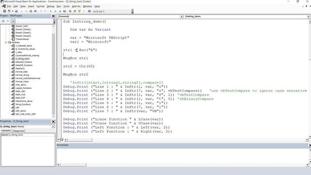 String functions in Excel VBA hindi