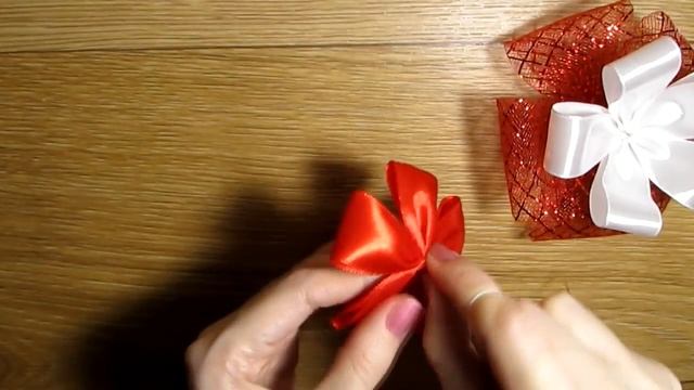 Бант для упаковки подарка МК, бант из регилина и атласных лент