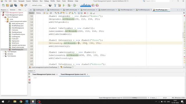 14/18 - Travel and Tourism Management System | Java Project | Creating View Booked Package Class