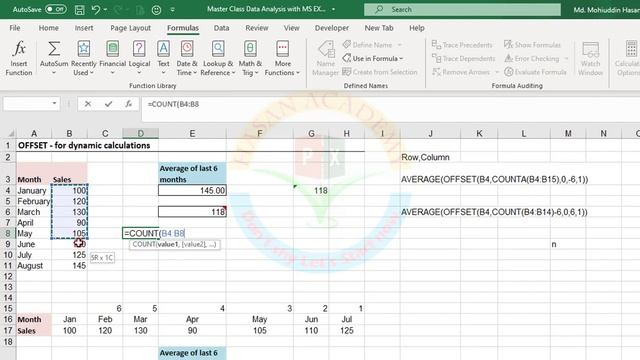 How to do dynamic Calculations in Excel | Offset Functions | Count Functions | Excel Bangla Tutoria