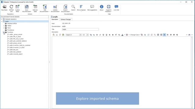 Import PotgreSQL database schema - Dataedo tutorial