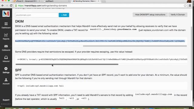 Mandrill DKIM SPF Setup