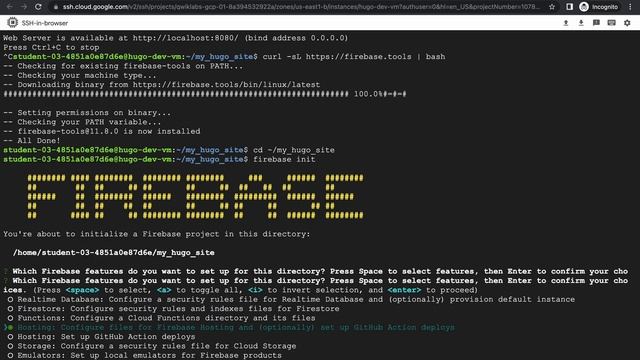 Deploy a Hugo Website with Cloud Build and Firebase Pipeline  qwiklabs  GSP747