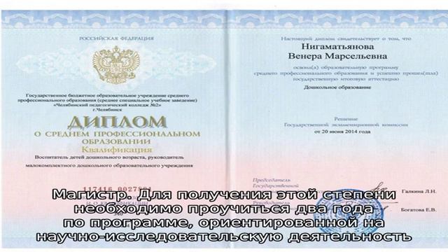 Квалификация по диплому