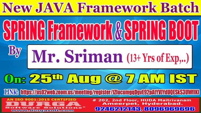 SPRING Framework & SPRING BOOT Online Training @ DURGASOFT