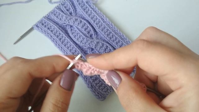 Коса спицами платочой вязкой. Невероятно красивый узор для шапки, снуда или шарфа