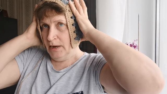 Вязание крючком Чепчик бабушкин квадрат, примерка